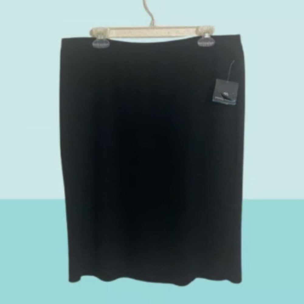 MING WANG Knit Midi Skirt BLACK Women's Size PXL